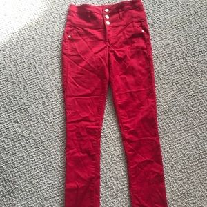 Red high waist jeans